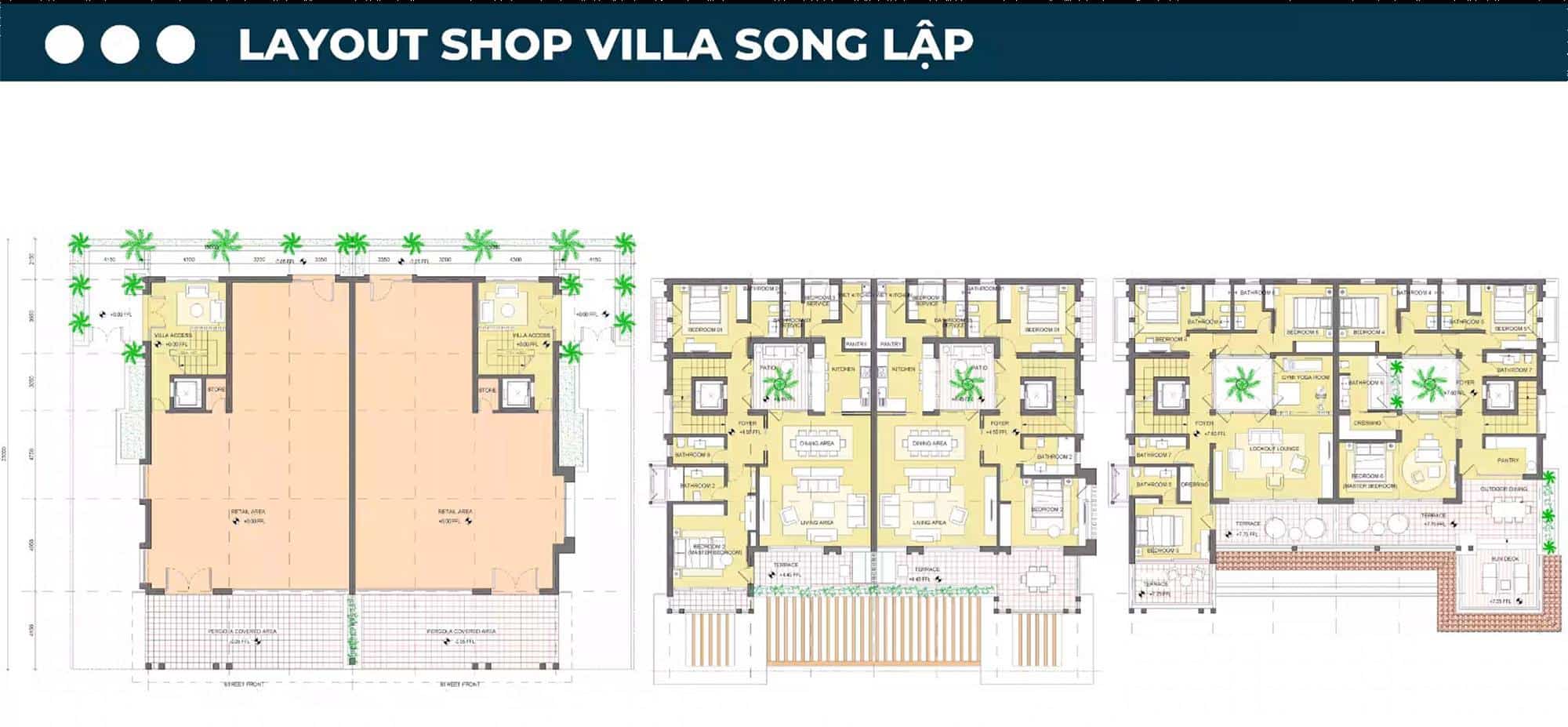 Layout thiết kế Shop Villa song lập.