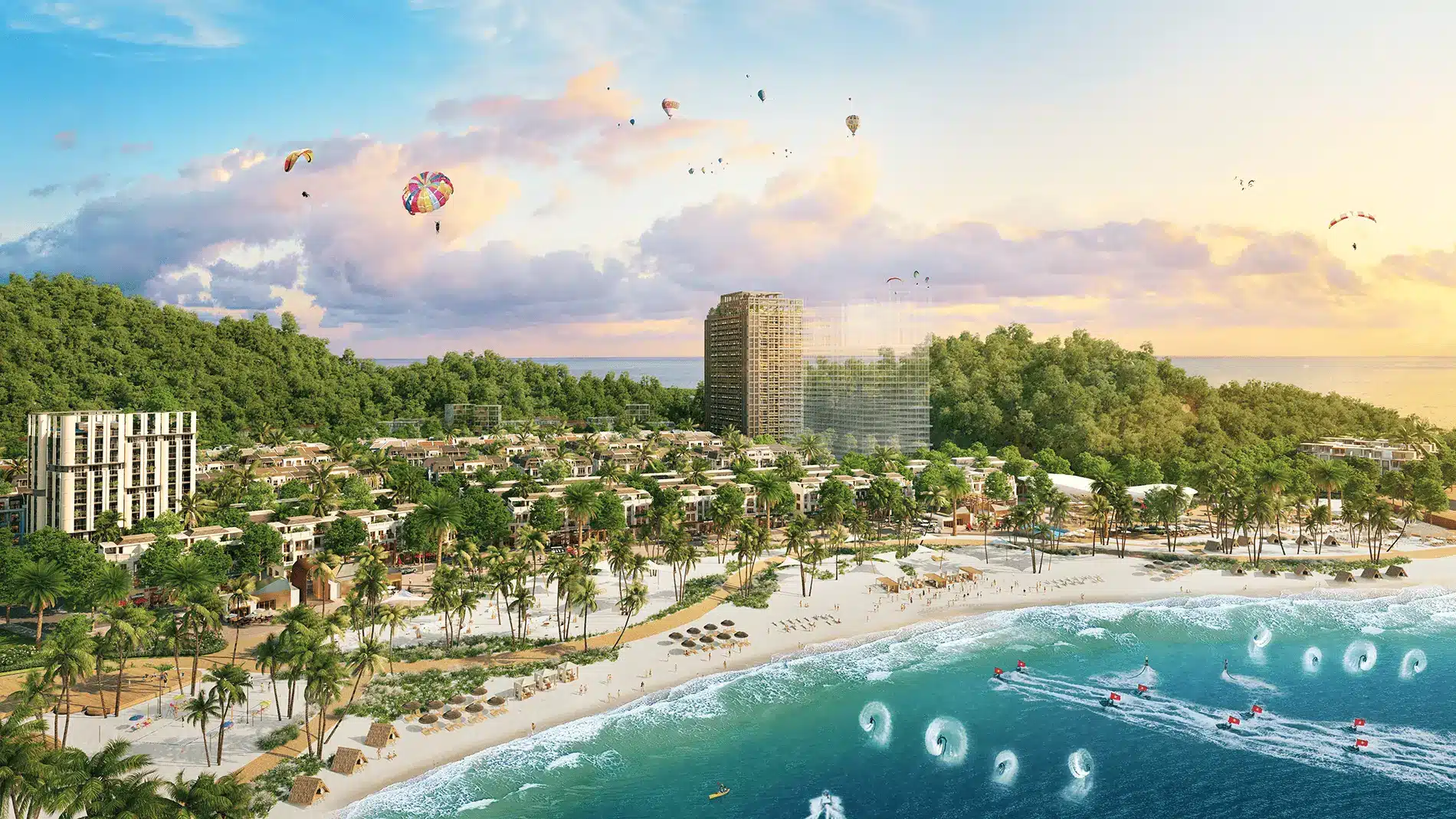 Hình ảnh phối cảnh dự án Xanh Island Cát Bà được phát triển bởi tập đoàn Sun Group.