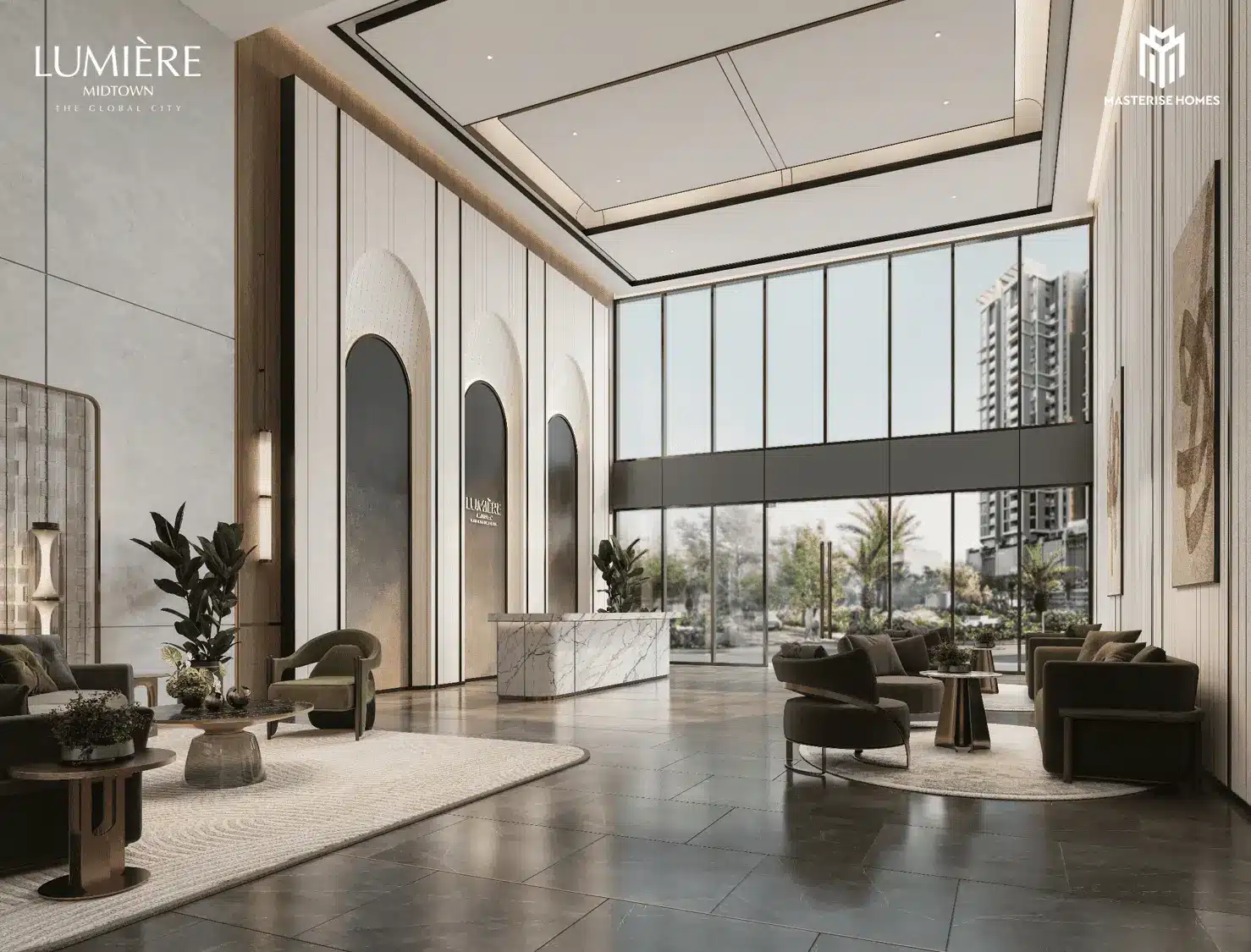 Không gian sang trọng của sảnh đón khách tại LUMIÈRE Midtown, tâm điểm phồn hoa The Global City.