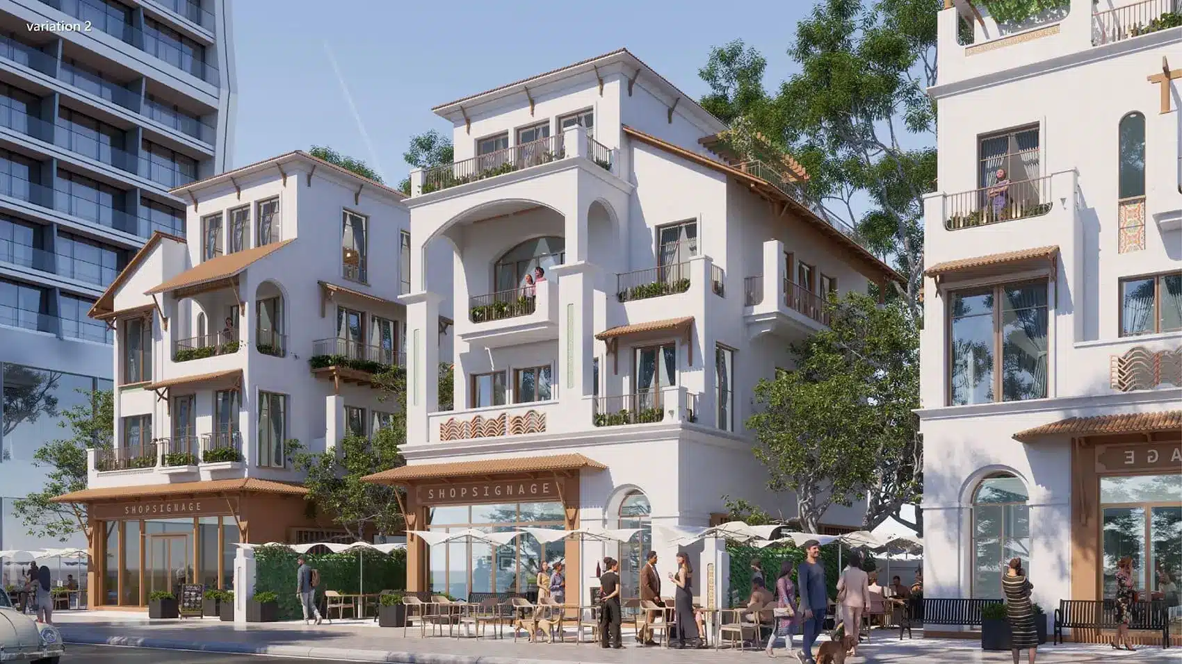 Khu phố French District tại Blanca City với nét cổ điển châu Âu hòa quyện tinh hoa văn hóa Nam Bộ.