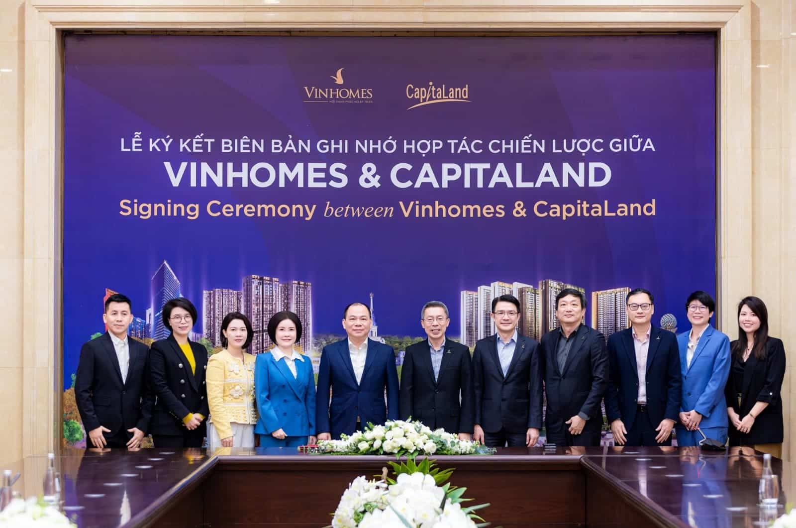 Lễ ký kết hợp tác chiến lược giữa Vinhomes và CapitaLand, hướng tới phát triển dự án The Fullton CapitaLand tại Hà Nội.