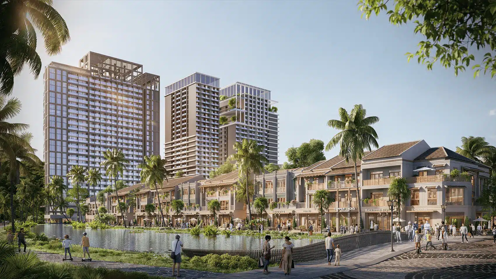 Quang cảnh khu vực trung tâm tại dự án Xanh Island Cát Bà – điểm đến hiện đại và sinh thái bậc nhất.