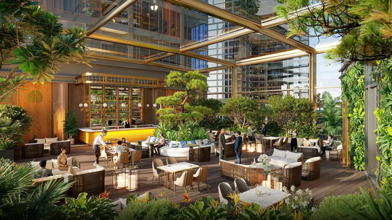 Garden Café với thiết kế giúp con người gần gũi hơn với thiên nhiên. Ảnh: Sun Property.