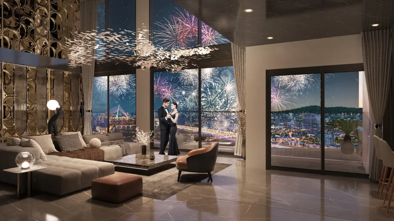 Không gian sống đẳng cấp với tầm nhìn ngắm pháo hoa tuyệt đẹp tại Sun Symphony Residence. Ảnh phối cảnh minh họa Sun Property.