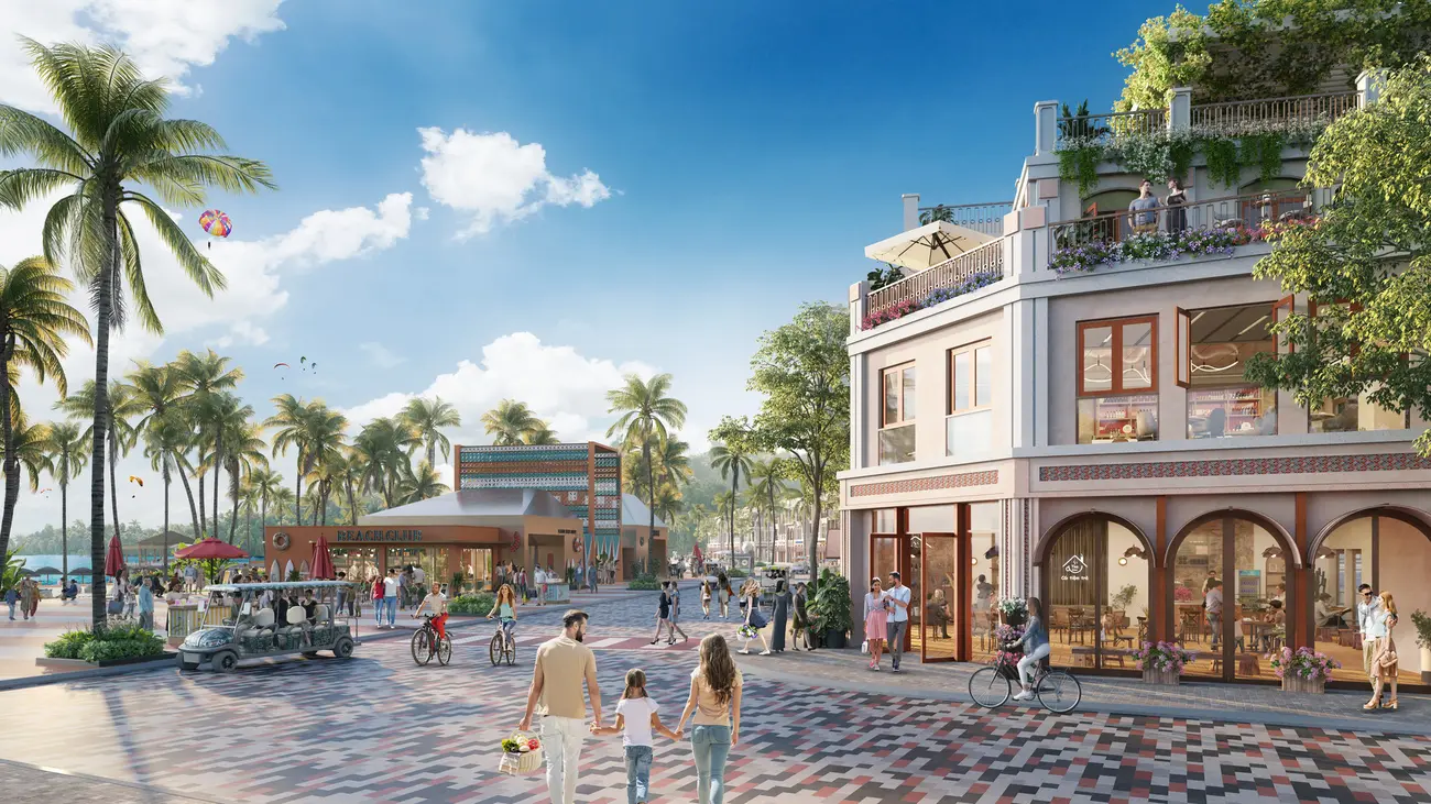 Không gian sống động và sầm uất tại Tài Phường và Hỷ Phường, trung tâm dự án Sun Group Cát Bà.