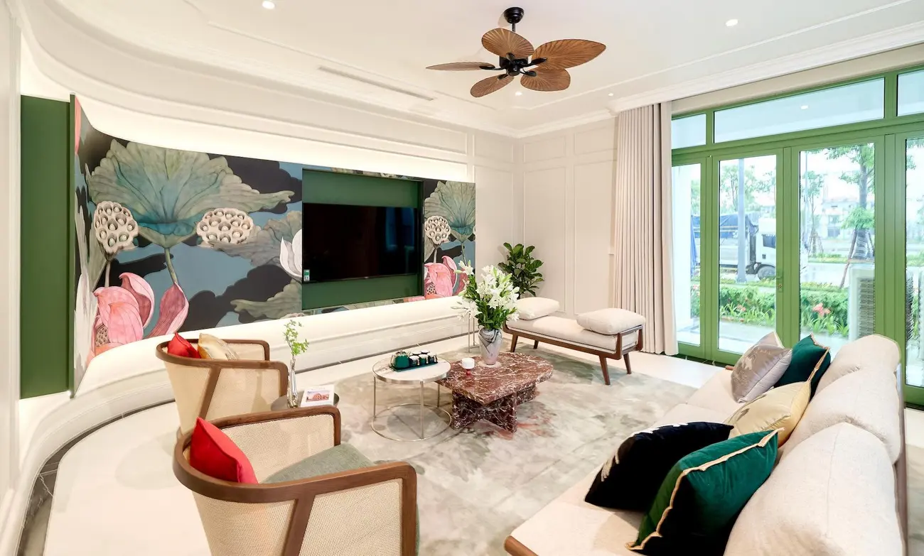Không gian sống sang trọng với thiết kế Indochine tại Kim Ngân 2. Ảnh: Sun Property