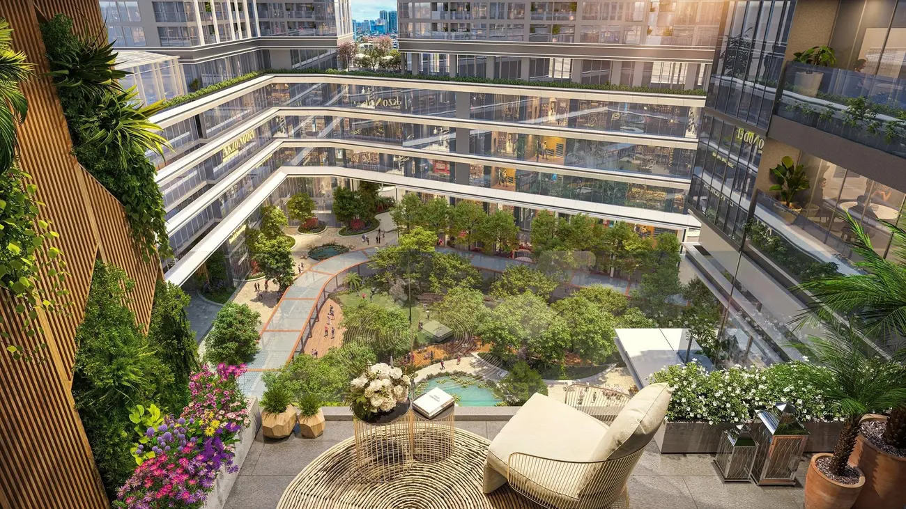 Không gian xanh “Vườn Hạnh phúc” giữa lòng tổ hợp căn hộ Sun Feliza Suites đem lại môi trường sống lý tưởng.