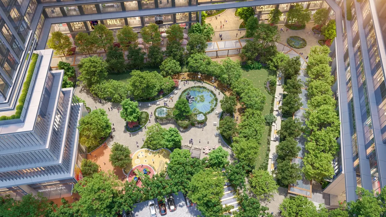Khu vườn Feliz Jardin rộng 11.548 m2 tại Sun Feliza Suites, tạo không gian xanh mát và tiện ích đa dạng cho cư dân.