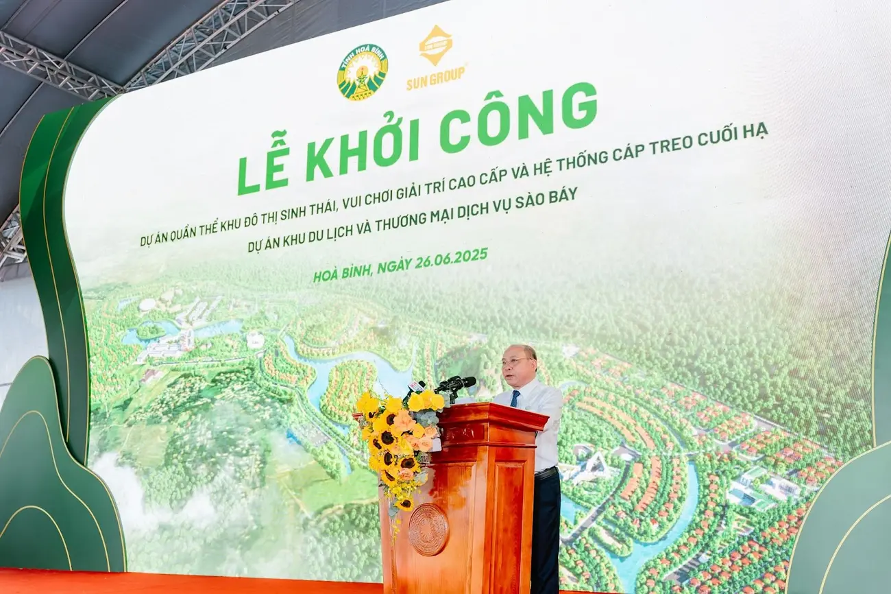 Lễ khởi công tổ hợp nghỉ dưỡng khoáng nóng lớn nhất miền Bắc tại Hòa Bình vào ngày 26/6.