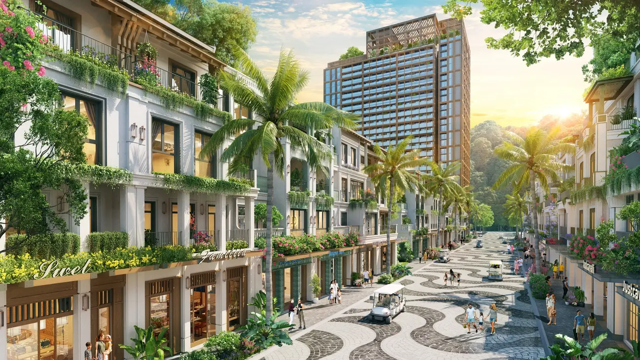 Nhà phố Xanh Boutique với thiết kế tinh xảo, nằm giữa hệ tiện ích đẳng cấp tại dự án Sun Group Cát Bà (Ảnh: Sun Property).