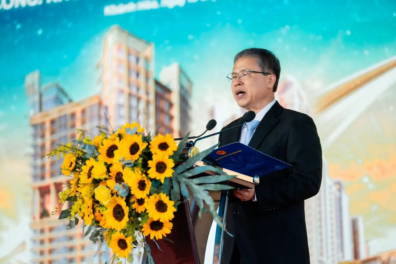 Ông Trần Hòa Nam, Phó Chủ tịch UBND tỉnh Khánh Hòa, phát biểu tại lễ khởi công Dự án Khu đô thị hỗn hợp Nha Trang.