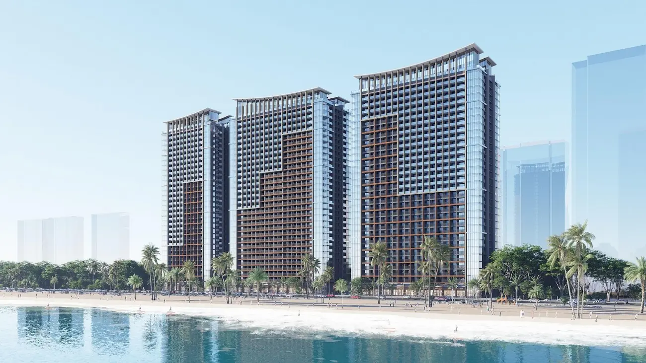 Phối cảnh ba tòa tháp cao 30 tầng thuộc tổ hợp Sun Centro Town tại Sun Elite City, Bãi Cháy.