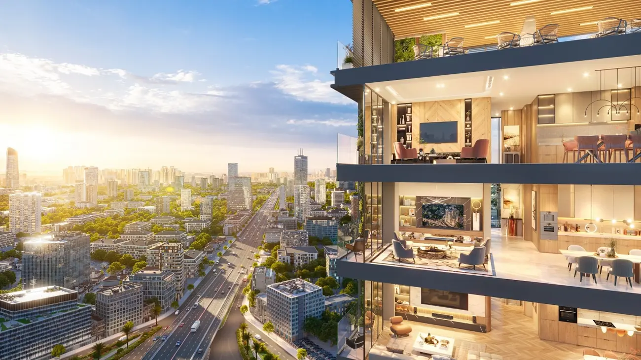 Phối cảnh căn hộ góc tại dự án Sun Feliza Suites. Ảnh: Sun Property