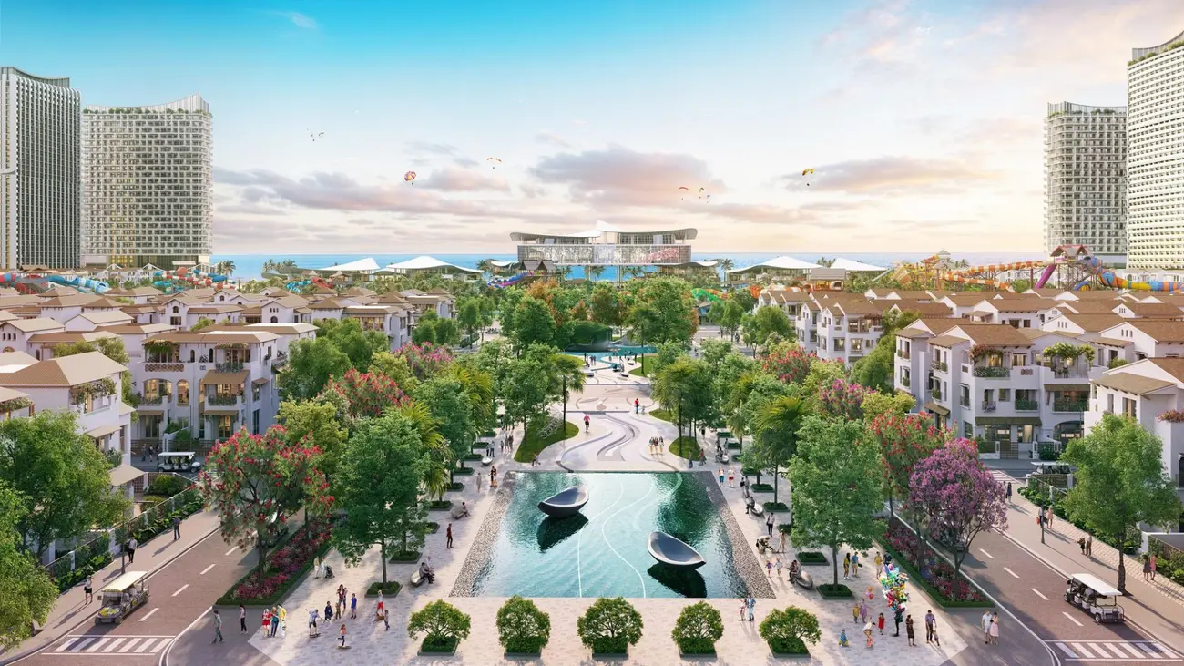 Phối cảnh dự án Blanca City với không gian sống thượng lưu, hài hòa giữa thiên nhiên và kiến trúc tinh tế.