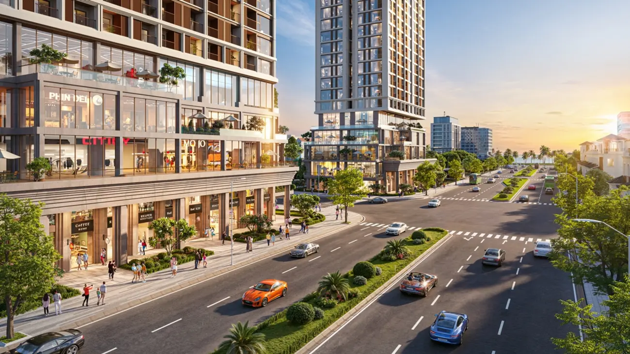Phối cảnh minh họa tổ hợp Sun Costa Residence gần biển Mỹ Khê tại trung tâm du lịch Đà Nẵng.