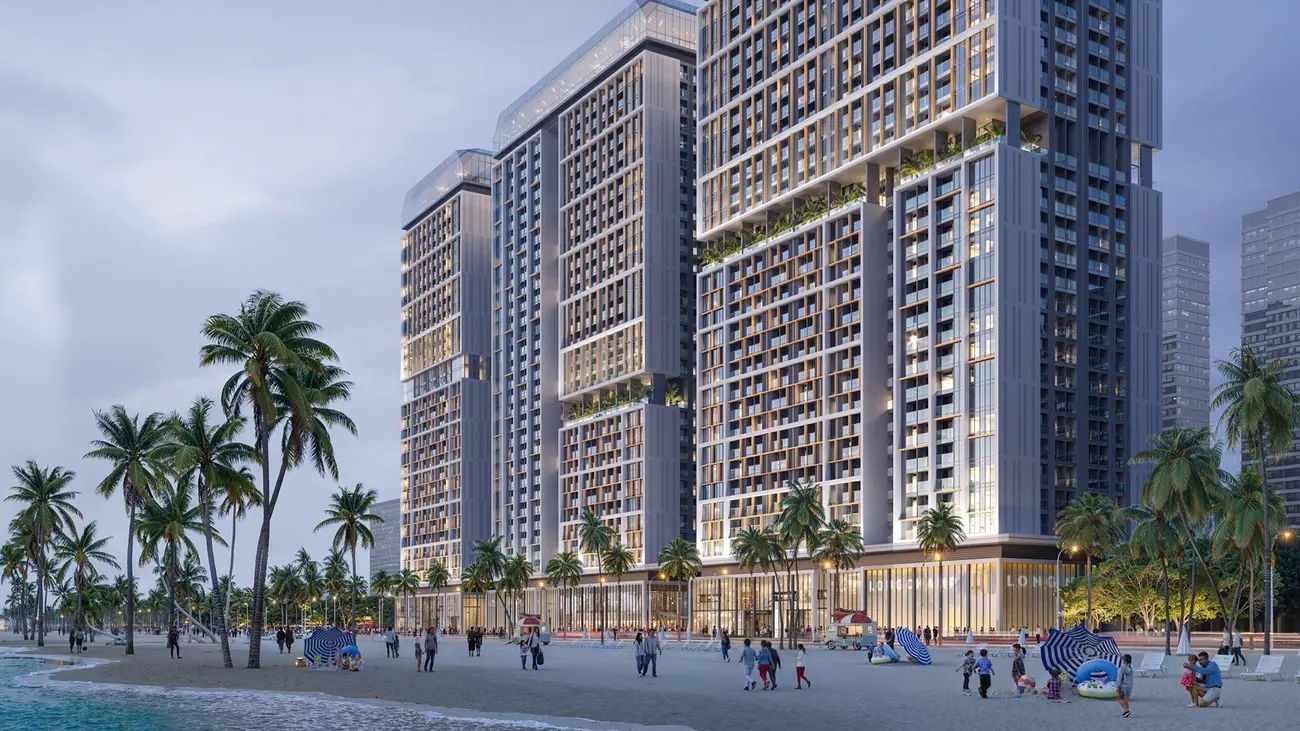 Phối cảnh Sun Centro Town nhìn từ bãi biển, với không gian sống sang trọng và hiện đại. Ảnh phối cảnh: Sun Property