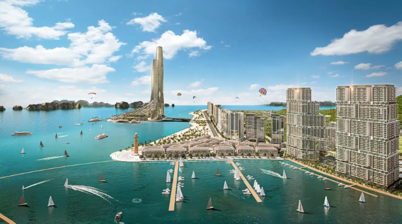 Phối cảnh Sun Elite City tại Bãi Cháy, một dự án đô thị ven biển tích hợp nghỉ dưỡng và kinh doanh dịch vụ. Ảnh: Sun Group