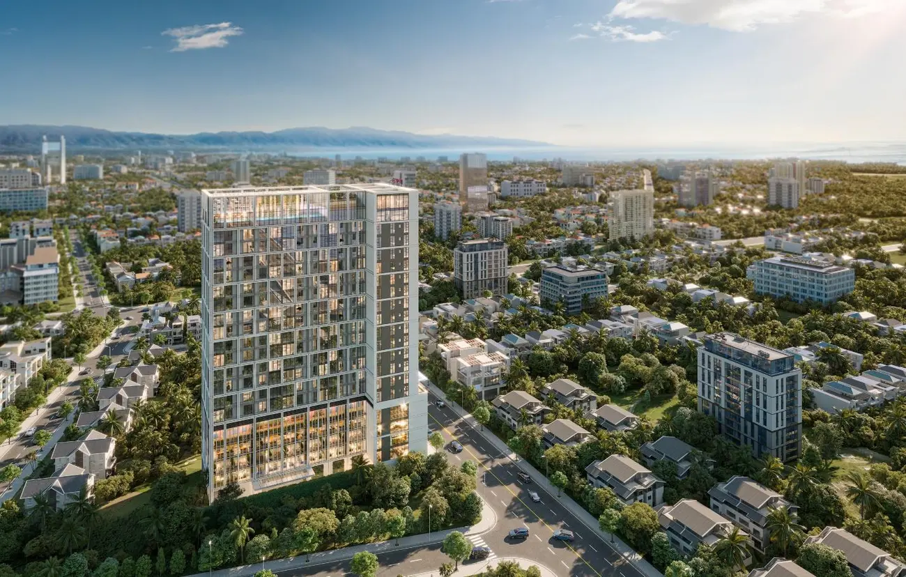 Phối cảnh tòa tháp Sun Solar Residence – biểu tượng sống hiện đại giữa trung tâm Đà Nẵng. (Ảnh phối cảnh minh họa: Sun Property)