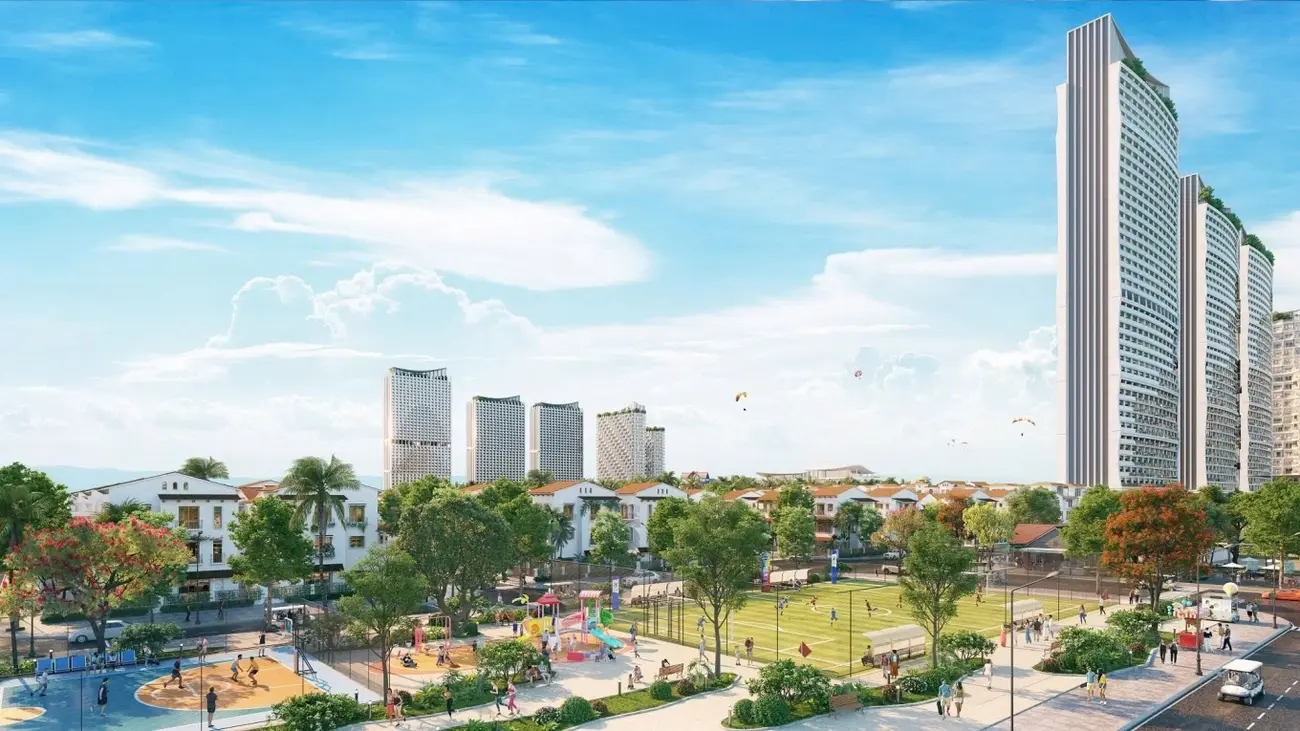 Phối cảnh tổng thể dự án Blanca City với hai tòa tháp Blanca 6 và 7. Ảnh: Sun Property