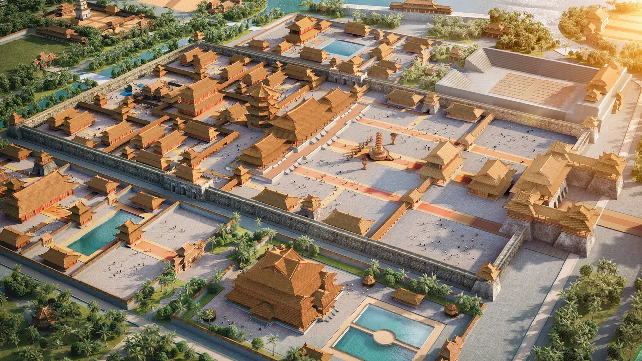 Phỏng dựng chi tiết Hoàng thành Thăng Long tại Sun Mega City, mang du khách về quá khứ vàng son của thời Lý – Trần.