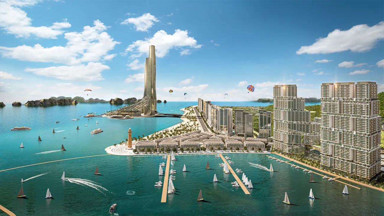 Sun Centro Town với tầm nhìn ôm trọn kỳ quan vịnh Hạ Long, đem lại trải nghiệm sống hoàn mỹ. Ảnh phối cảnh: Sun Property