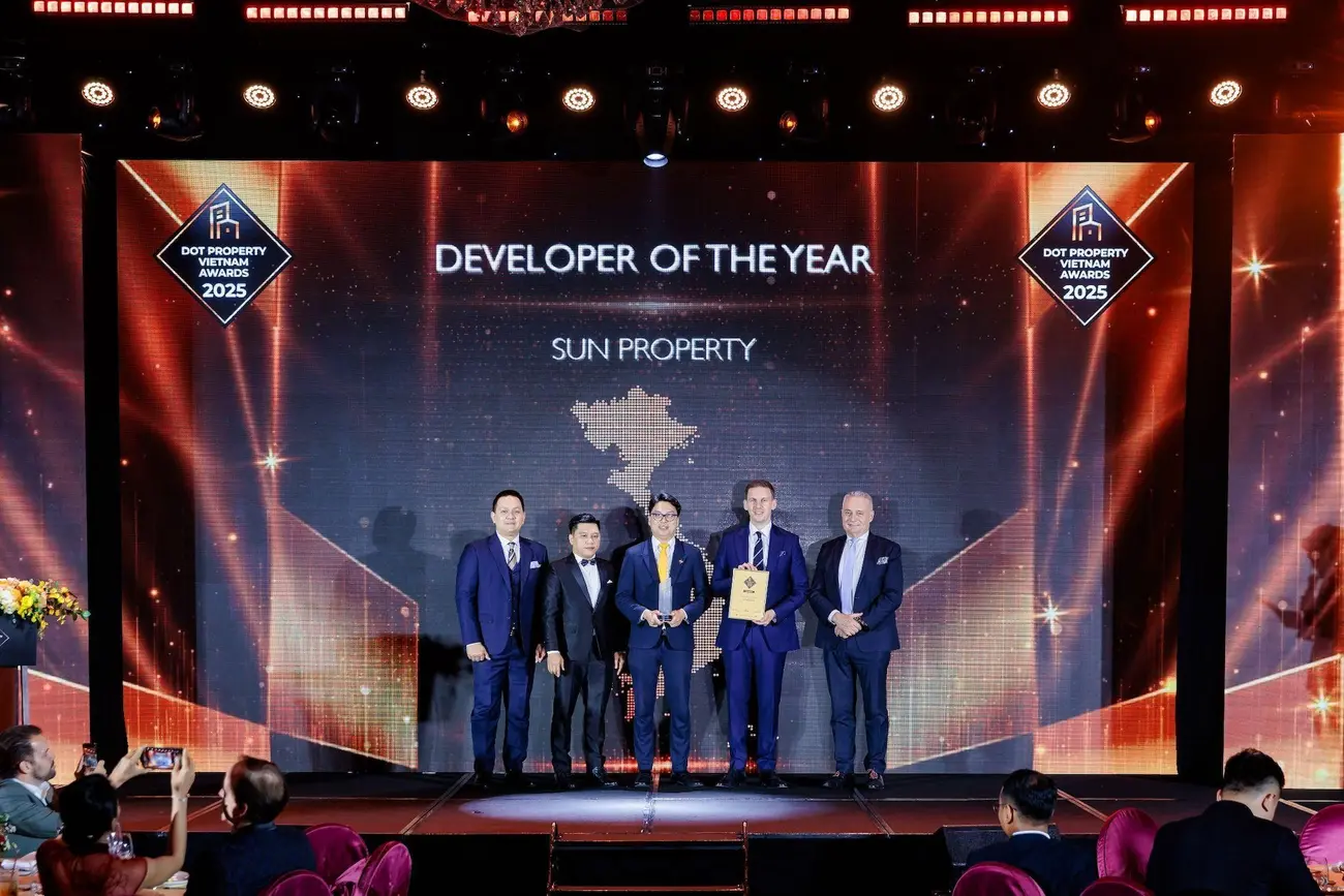 Sun Property nhận giải thưởng “Nhà phát triển BĐS của năm 2025” tại Dot Property Vietnam Awards.