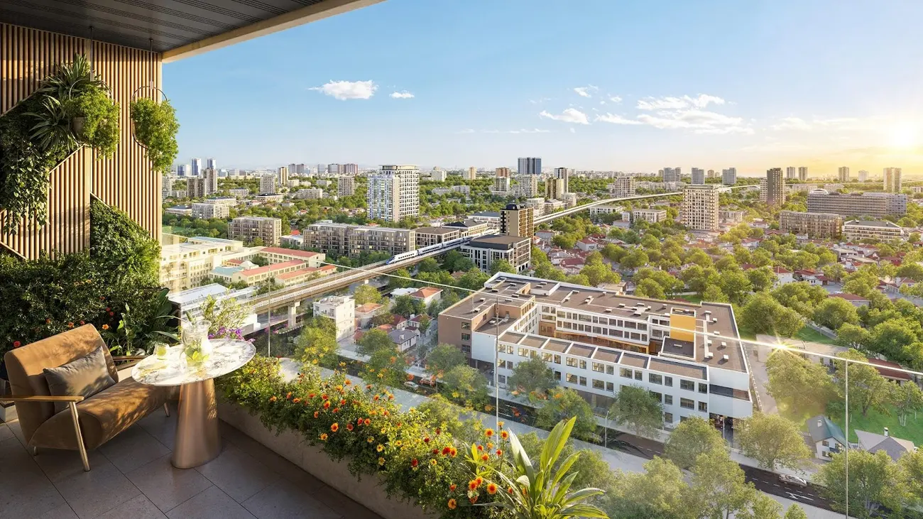 Tầm nhìn toàn cảnh từ ban công Sun Feliza Suites, mang lại cảm giác yên bình giữa lòng đô thị sầm uất. (Ảnh: Sun Property)