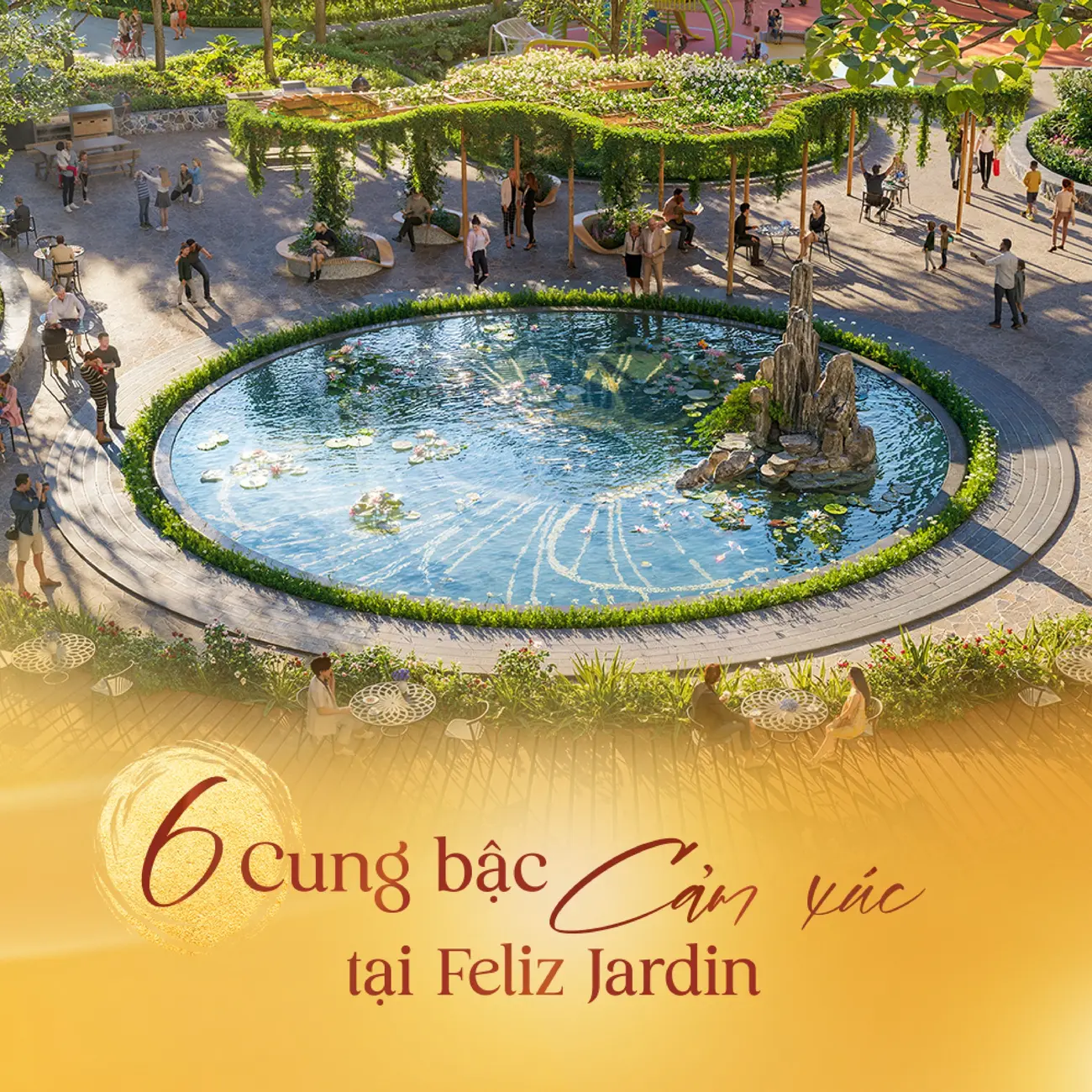 Vườn Hạnh Phúc tại Sun Feliza Suites hòa nhịp cùng thiên nhiên, mang lại trải nghiệm sống an yên và thịnh vượng.