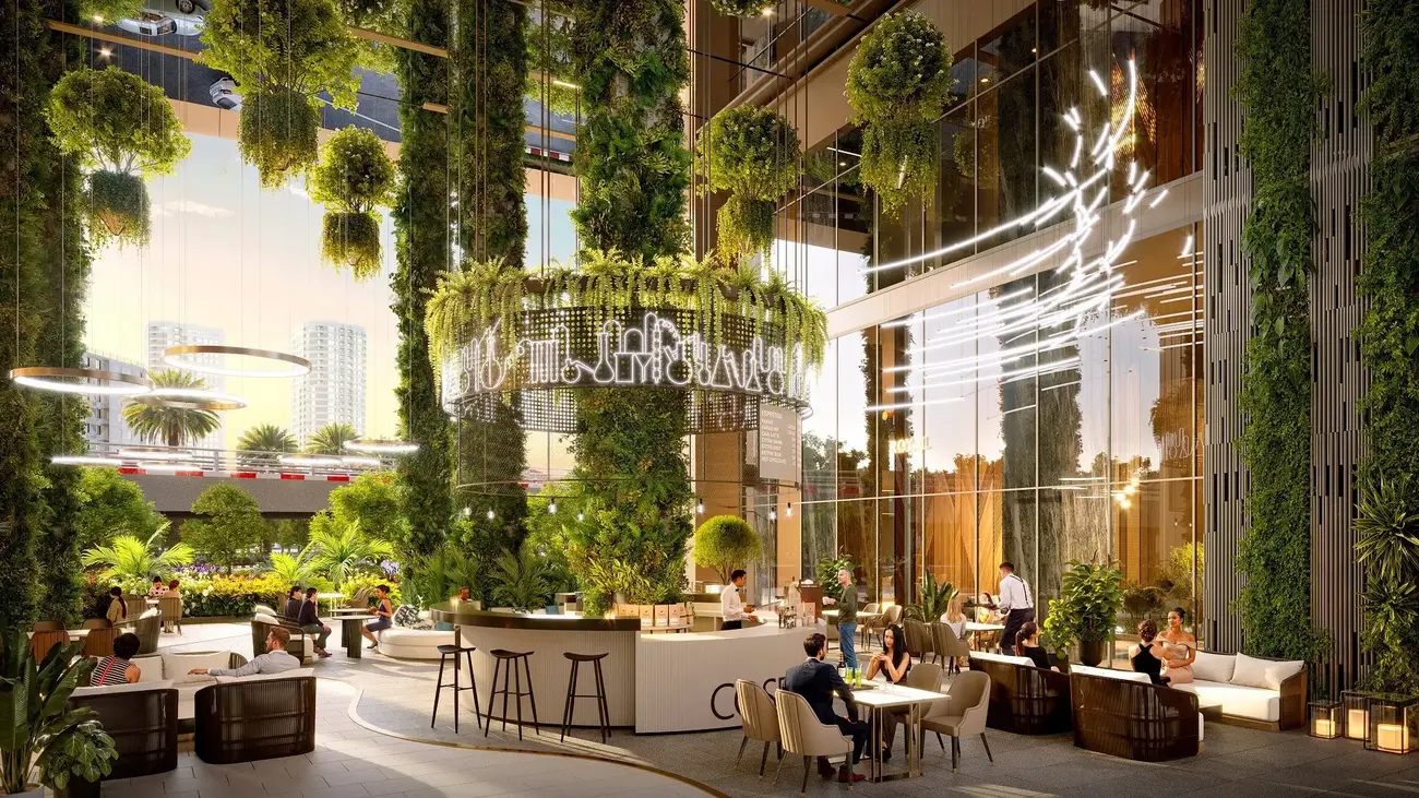 Khu Garden Café sang trọng bên trong Sun Feliza Suites, mang đến trải nghiệm sống đẳng cấp và thư giãn cho cư dân. Ảnh phối cảnh: Sun Property.