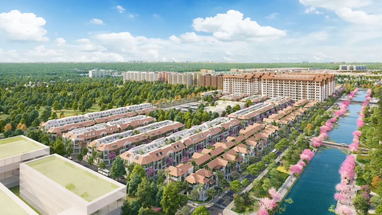 Phối cảnh đại lộ hoa tại đô thị Sun Urban City mang đến không gian xanh mát, nối liền các tiện ích hiện đại.