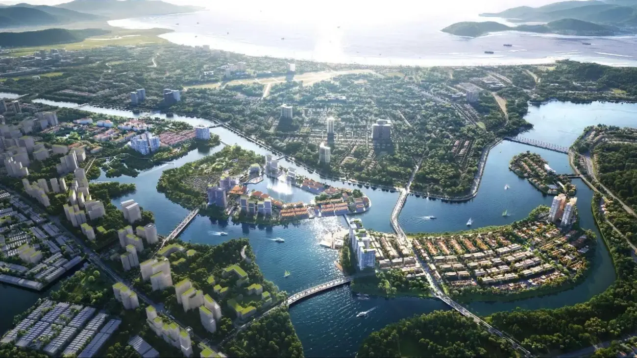 Phối cảnh dự án Charmora City với 3 đảo chức năng liên hoàn. Ảnh: Sun Property