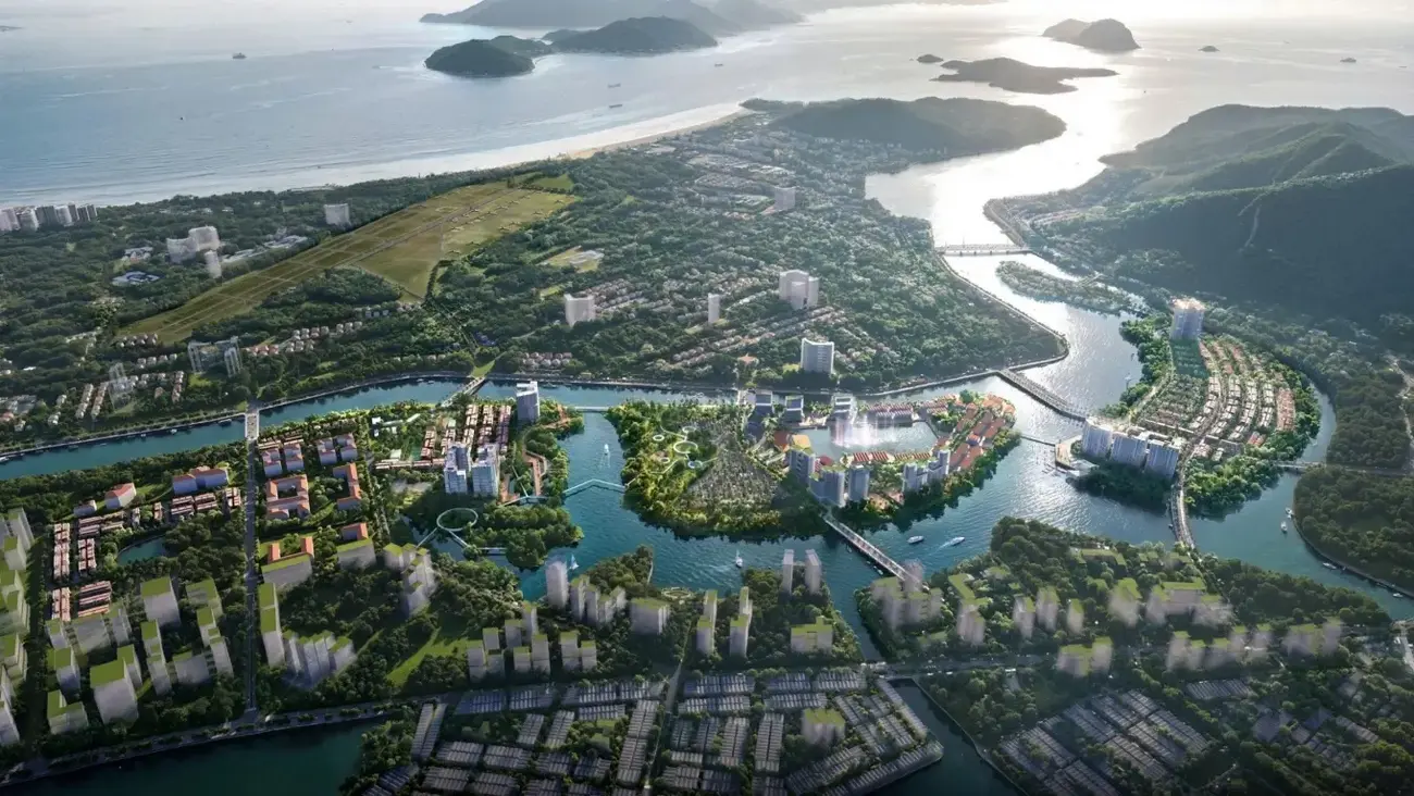 Phối cảnh dự án Charmora City với quy mô 227 ha, tích hợp nghỉ dưỡng, thương mại, giải trí và cư trú. Ảnh: Sun Property