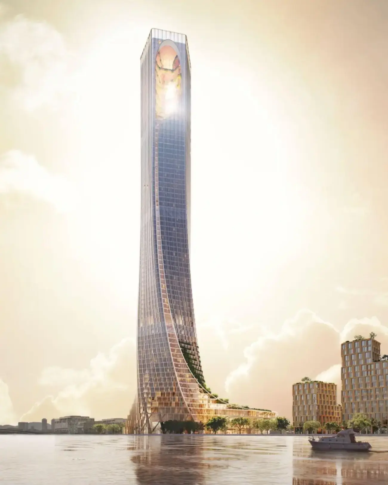 Phối cảnh tòa tháp 69 tầng Da Nang Downtown lấy cảm hứng từ áo dài, biểu tượng mới của Đà Nẵng.