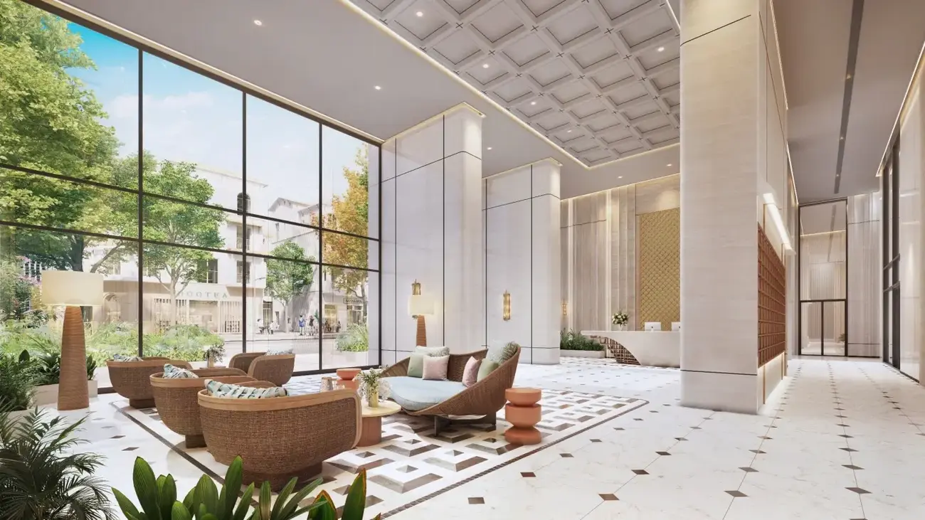 Sảnh chào đón tại Blanca City với thiết kế hiện đại và sang trọng. Ảnh: Sun Group