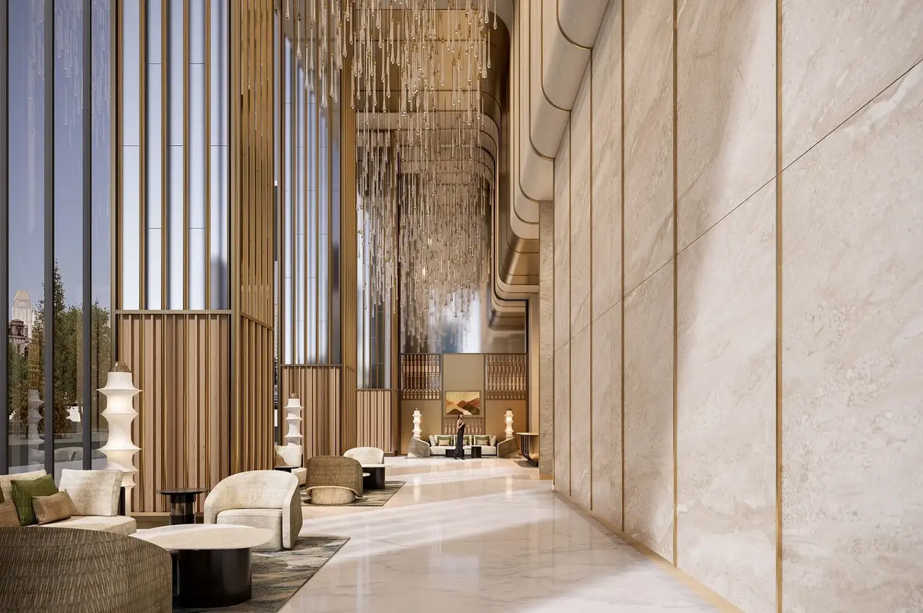 Sảnh đón Sun Feliza Suites với chiều cao 14 mét, đem lại cảm giác sang trọng như khách sạn 5-6 sao. Ảnh phối cảnh: Sun Property