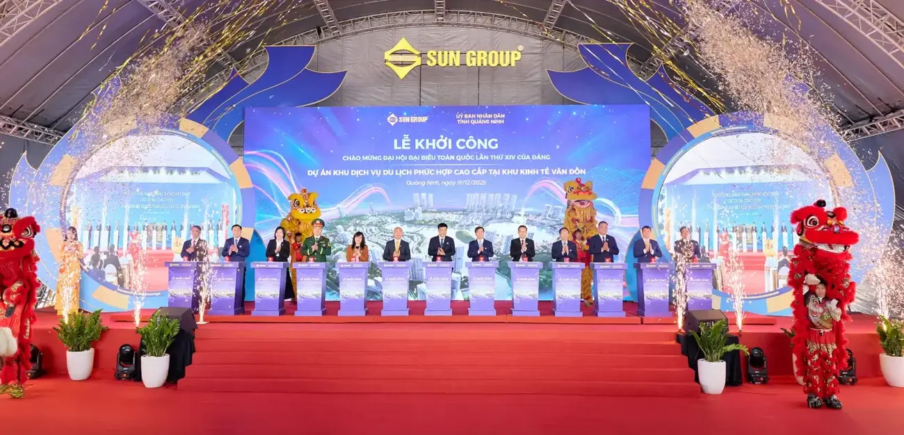 Lễ khởi công dự án khu phức hợp casino và du lịch tại Vân Đồn với tổng vốn đầu tư trên 2 tỷ USD. Ảnh: Sun Group