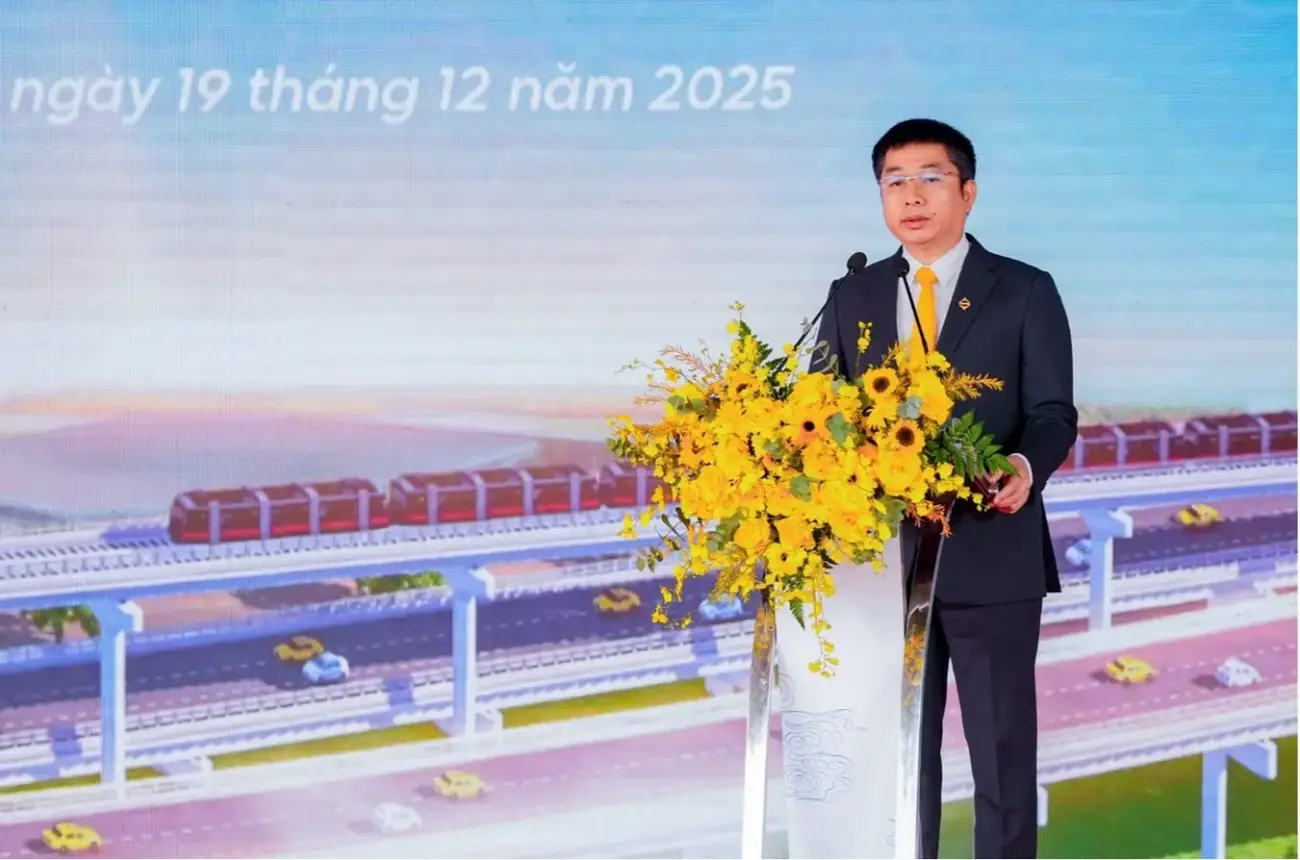 Ông Nguyễn Quang Huy, Chủ tịch Sun Group Vùng Miền Bắc phát biểu tại buổi lễ khởi công. Ảnh: Ánh Dương