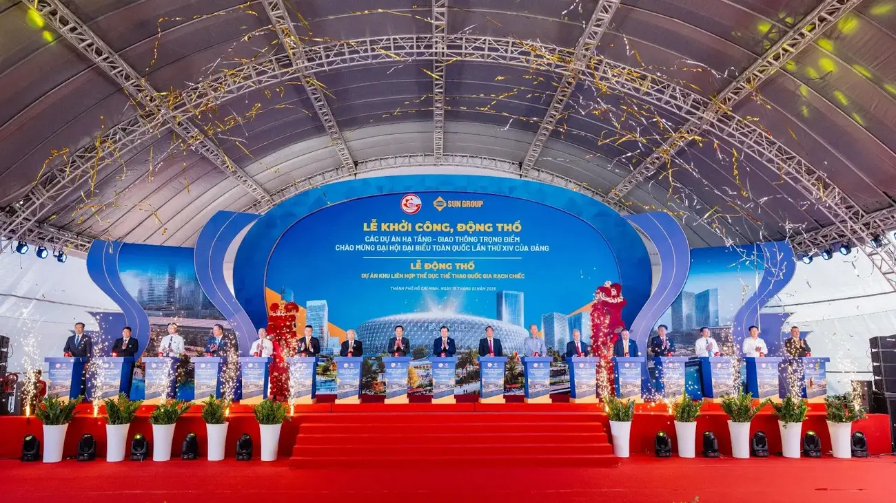 Lễ khởi công dự án Khu liên hợp Thể dục Thể thao Quốc gia Rạch Chiếc tại TP.HCM, ngày 15/1/2025.