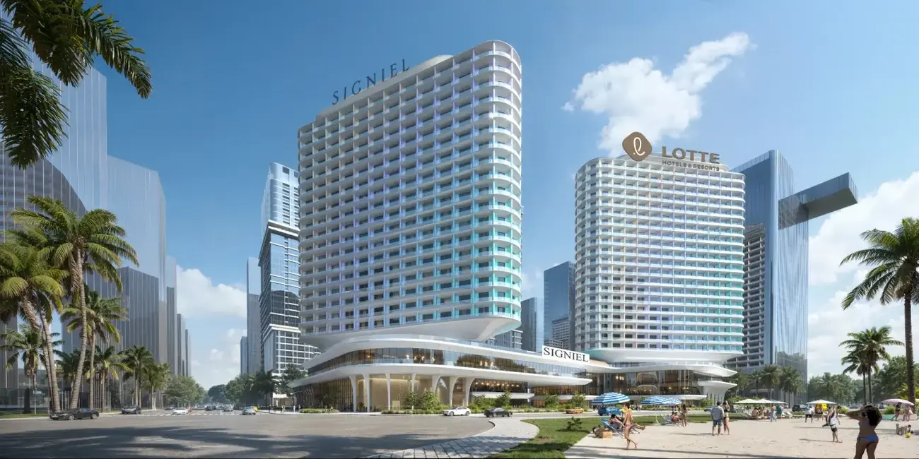 Phối cảnh các tòa nhà khách sạn ven biển trong dự án Bãi Đất Đỏ, Phú Quốc. Ảnh: Sun Group