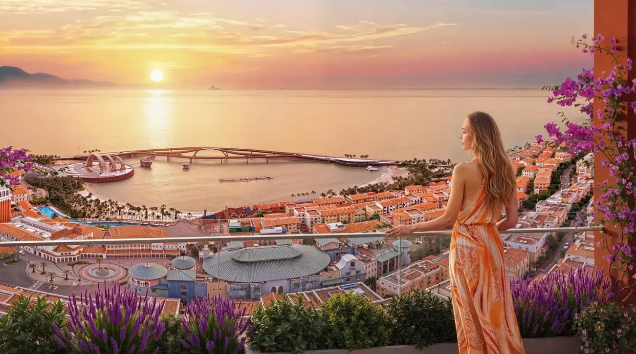 Cảnh hoàng hôn rực rỡ nhìn từ ban công căn hộ The Sunset, biểu tượng của vẻ đẹp thiên nhiên Phú Quốc. Ảnh: Sun Group