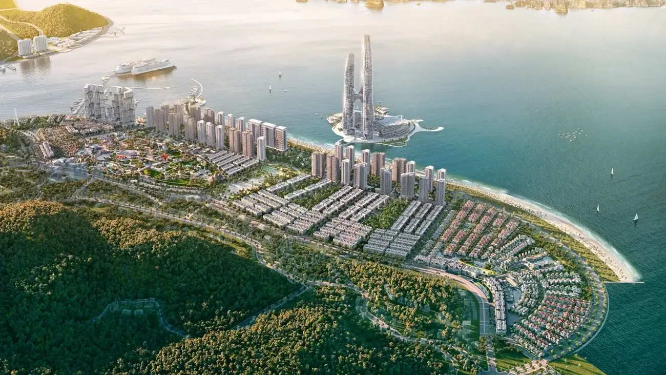 Quần thể Sun Elite City tại Bãi Cháy, Hạ Long, tạo nên khu đô thị nghỉ dưỡng và kinh doanh dịch vụ hiện đại. Ảnh: Sun Property
