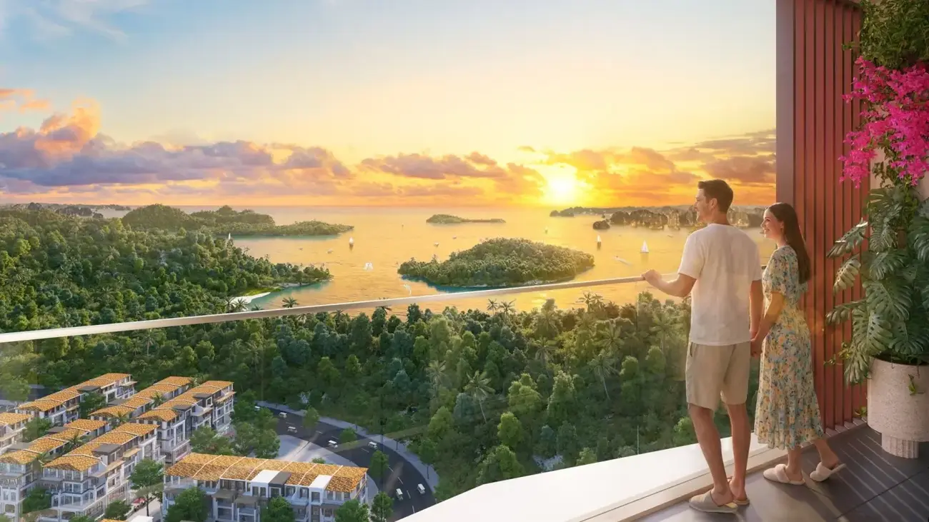 Tầm nhìn tuyệt đẹp từ căn hộ hướng biển tại dự án Thanh Long, Xanh Island, Cát Bà. Ảnh: Sun Property.